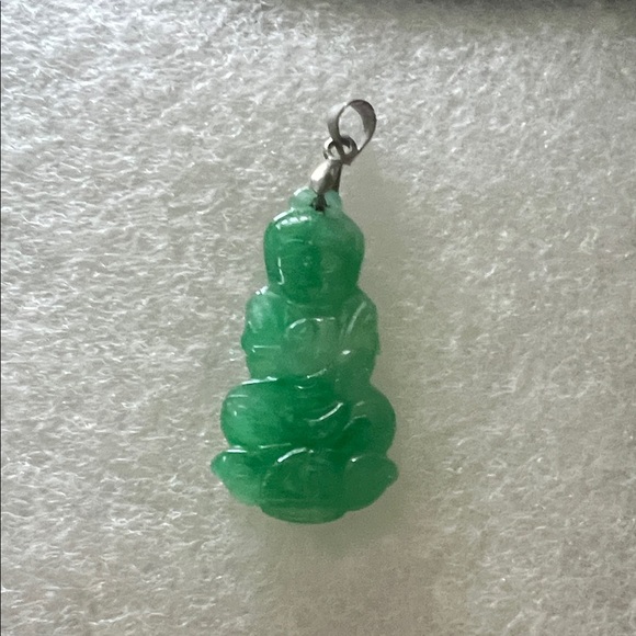 Asian Green Jade Pendant Jewelry - #1293***Unisex Green Jade Guanyin Buddha  plated Pendant.Popular Lucky Jade.